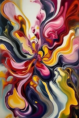 Fluid abstract painting, Orchid, liquid pattern