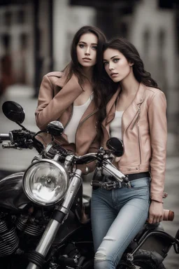 2 girl with motorcycle