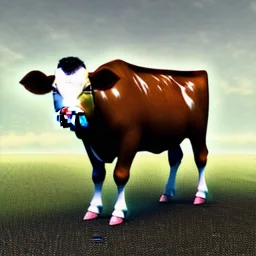 A cow wearing a pantsuit