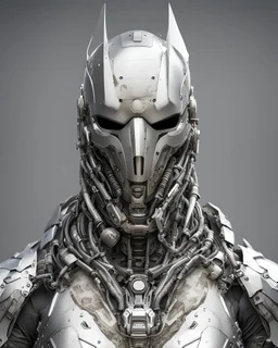batman suit concepts as a futuristic Soldier wearing advanced titanium and stainless steel cybernetic and the mouth is protected by a layer of titanium full