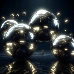 3 clean metal balls scattered in space, flying in the air, ethereal sky light above, no surface and bubbles, epic photo, sharp on highly detailed skin with wrinkles and high contrast, photorealistic, 4K, 3D, realism, hyperrealism, detail, good lighting, detailed texture, modern photography style, 3D, 4D, 4K --2:3