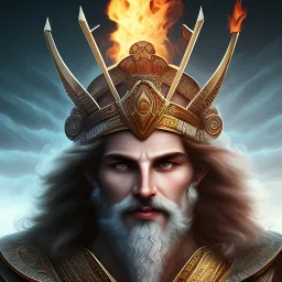 ares greek god with fire as eyes portrait