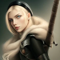 Portrait of beautiful blonde warrior