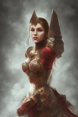 portrait lady red Muslim warrior