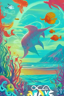 rave poster with ocean theme