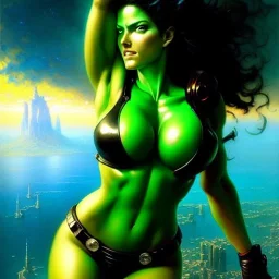 portrait 'beautiful Sexy Busty She-Hulk',crystal clear green eyes,painting by gaston bussiere, greg rutkowski, yoji shinkawa, yoshitaka amano, tsutomu nihei, donato giancola, tim hildebrandt, oil on canvas, cinematic composition, extreme detail,fit full head inside picture,32k