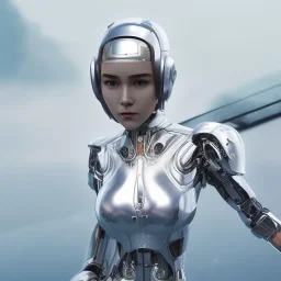 beautiful smooth realistic Japanese robogirl robot body, run, cat aye, extremely sharp detail, finely tuned detail, ultra high definition, 8 k, unreal engine 5, ultra sharp focus, accurate sword wings