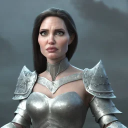 old Angelina Jolie in armor by greg rutkowskiб close up film photo, unreal engine, octane render, trending on artstation, highly detailed, studio lighting, professional, professional ominous concept art, by artgerm and greg rutkowski, an intricate, elegant, highly detailed digital painting, concept art, smooth, sharp focus, illustration, in the style of simon stalenhag, wayne barlowe, and igor kieryluk.