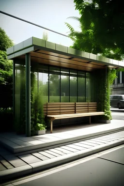 Parada de bus, sustentable, moderno, plantas vegetal
