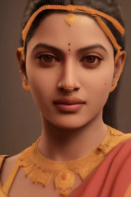 South Indian actress Ivana, by Mahmoud Sai, Cartographic, Circuitry, Golden Hour, Closeup-View, 16k, Lumen Global Illumination, Diffraction Grading