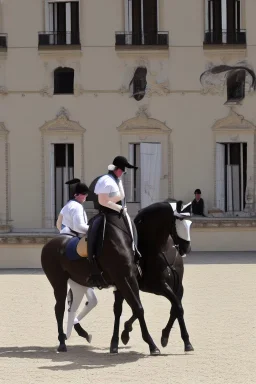 Lipizzaner making a levade in the spanish riding school in Vienna