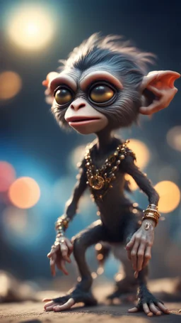 twisted rock star alien gremlin crow monkey pimp actress in heaven,bokeh like f/0.8, tilt-shift lens 8k, high detail, smooth render, down-light, unreal engine, prize winning