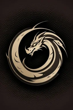 minimalist dragon ink logo, leather background