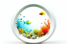 white,background,looking,through,a 3-d, hole,or,window,,a,seeing,tropical,fish