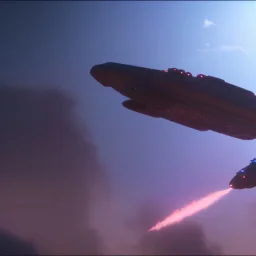 Sci-Fi Spaceship Flying through the galaxy