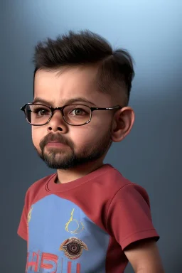 Virat Kohli toddler, dramatic lighting, hyper-realistic