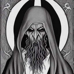 Nosferatu with tentacle beard grey skin and vampire fangs as a Russian Orthodox