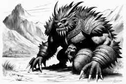 an illustration for the comic "Mil Mascaras is the Nilbog monster" by Jean-Paul Riopelle