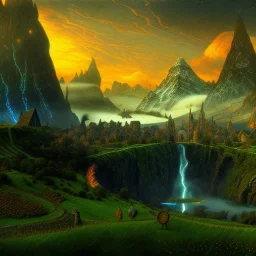 Epic Drawing of mordor scenery of The Hobbit estilo Van Gogh 4k