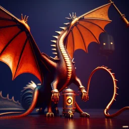 Steampunk dragon with electric wires,unreal engine 5, 8k resolution, photorealistic, ultra detailed