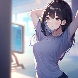 Clear focus,High resolution,High quality, An anime girl going to yoga class with her boyfriend