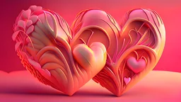 Detailed Illustration of Beautifull Hearts Pink and Warm Colors Hyperrealistic 8K High Quality,