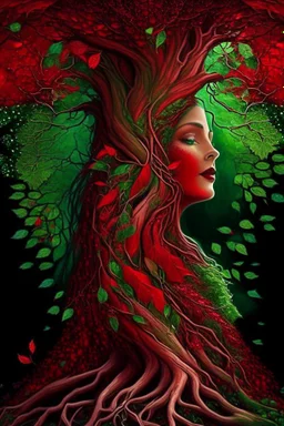 the green-eyed lady, mother nature herself bent down to kiss the earth and blessed it with new life, she grew roots and became a magnificent tree with crimson foliage