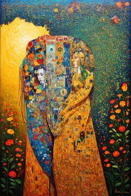 Parasitic Elites; Surrealistic painting inspired by Klimt and Hundertwasser; Golden Hour; Exquisitely Detailed