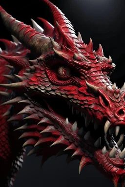 Ultra realistic photograph of red dragon's head