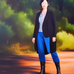 Full body portrait, painting, medium shot lady Country