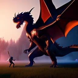 Giant black dragon epic fight monsters,Epic,unreal engine 5, 8k resolution, photorealistic, ultra detailed