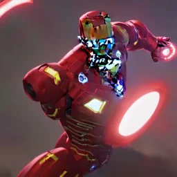 venom iron man with red glowing lights fighting venom captain america in massive battle