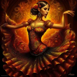 beautiful flamenco dancer girl art by mandy disher, victoria francis made of amber, black onyx, flame and cotton magical realism luminism, ultra highly detailed, 32 k, Fantastic Realism complex background, dynamic lighting, lights, digital painting, intricated pose, highly detailed intricated, ultra hd, realistic, vivid colors, highly detailed, UHD drawing, pen and ink, perfect composition, beautiful detailed intricate insanely detailed octane render trending on artstation, artistic photography,