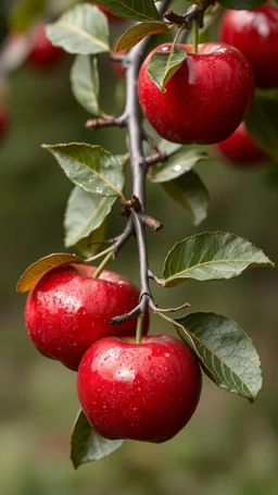 A silver tree branch of red Chrystal Apples