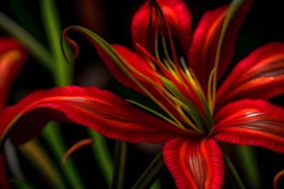 spider red lily close-up detailed view