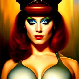 portrait of beautiful busty Leeloo painting by Brom , oil on canvas, cinematic composition, extreme detail,fit full head inside picture,8k