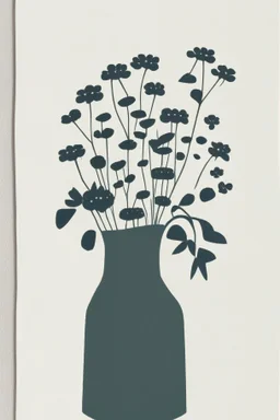 Simple minimalist Block print of flowers in a vase
