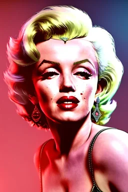 Marilyn Monroe, in full growth, smokes a cigarette, cyberpunk2077, photorealistic, 4k