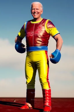 realistic image of joe biden as a mexican wrestling fighter, red and blue breeches, retro style, 80s, vibrant color, highly detailed, sky background, concept art, unreal engine 5, god rays, ray tracing, RTX, lumen lighting, ultra detail, volumetric lighting, 3d, finely drawn, high definition, high resolution.