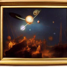 Rembrandt, stars, planets, ships, space