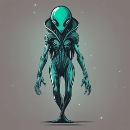 Ilustración vectorial de Alien, colores contrastantes, full body