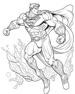 real massive superman fight, coloring page, no leaves, full body (((((white background))))), only use an outline., real style, line art, white color, clean line art, white background, Sketch style