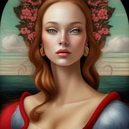 portrait of a beautiful brunette busty woman Sandro Botticelli style