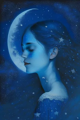 Diana Moon with stars blue