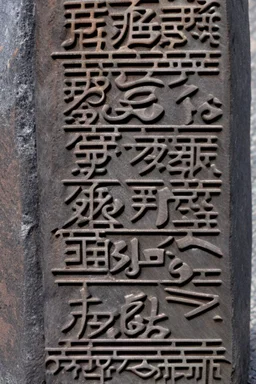 mani stone with detailed engraving that reads "མི་རྟག་པ"་