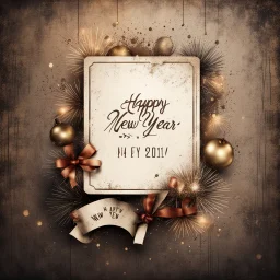 Hyper Realistic Grungy Happy New Year Card rustic background