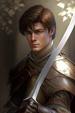 noble swordman short brown hair