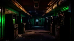 desolate dark arcade, horror, no humans