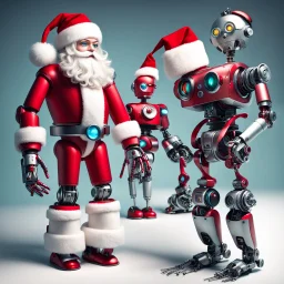 Robot Santa Claus and robot elves