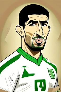 Saeed bin Rahma Algerian football player ,cartoon 2d